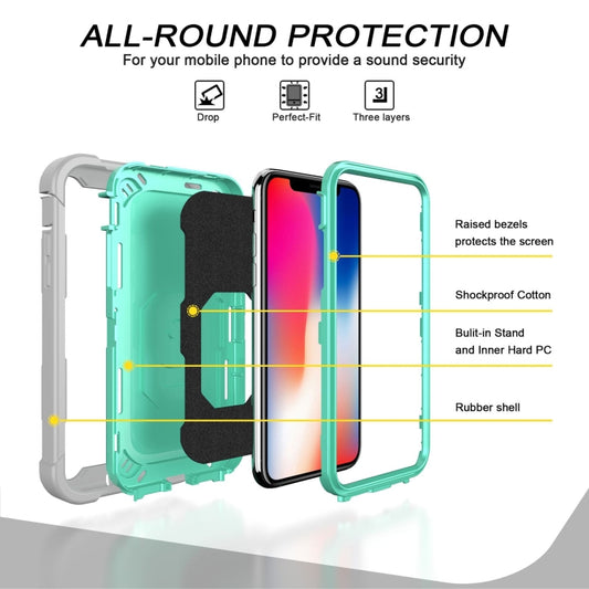 Rotating holder iPhone XS X XR case with shock-absorbing rubber and polycarbonate layers