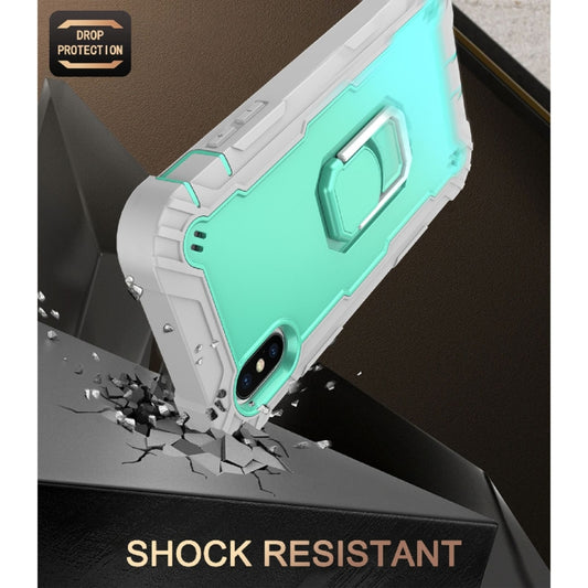 Dual-material iPhone case XS X XR combining rigid PC shell with flexible rubber grip