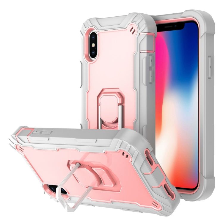 PC + Rubber 3-layers Shockproof Protective Case with Rotating Holder, For iPhone XS / X, For iPhone XR