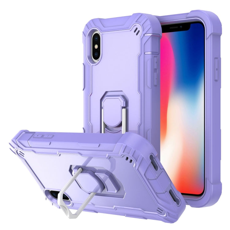 PC + Rubber 3-layers Shockproof Protective Case with Rotating Holder, For iPhone XS / X, For iPhone XR