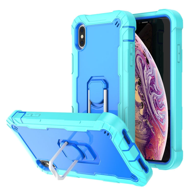 PC + Rubber 3-layers Shockproof Protective Case with Rotating Holder, For iPhone XS Max