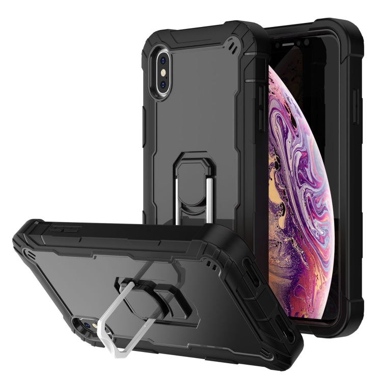 PC + Rubber 3-layers Shockproof Protective Case with Rotating Holder, For iPhone XS Max