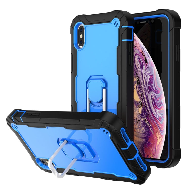 PC + Rubber 3-layers Shockproof Protective Case with Rotating Holder, For iPhone XS Max