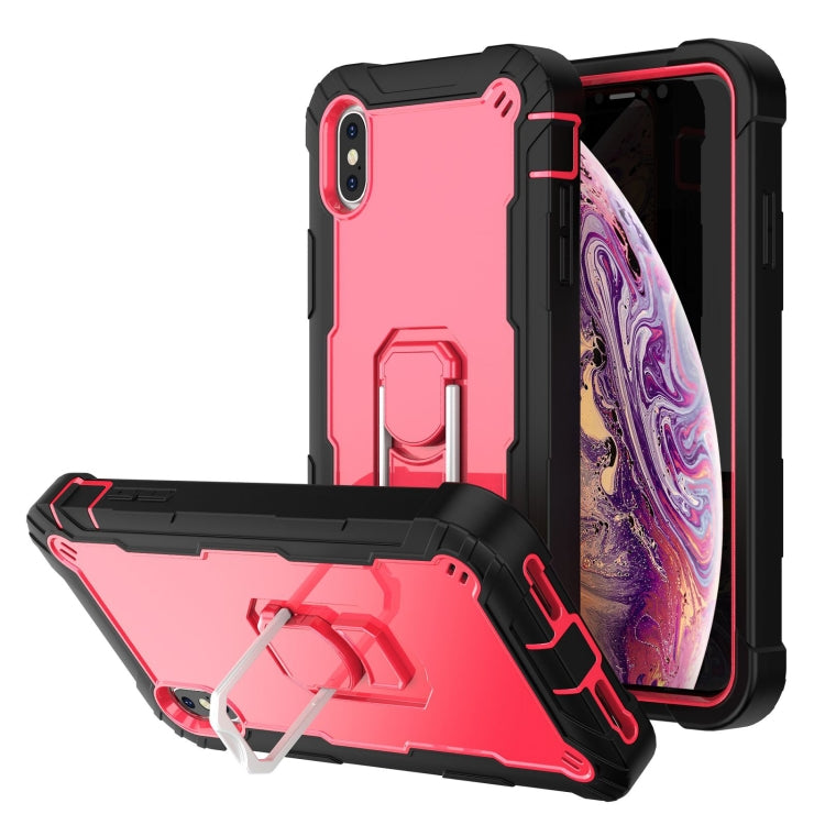 PC + Rubber 3-layers Shockproof Protective Case with Rotating Holder, For iPhone XS Max
