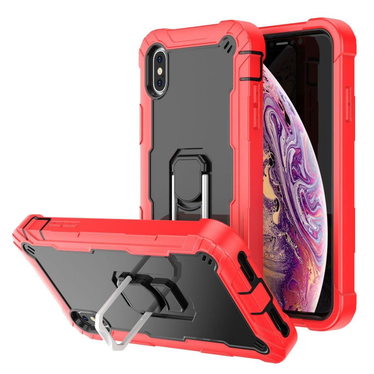 PC + Rubber 3-layers Shockproof Protective Case with Rotating Holder, For iPhone XS Max
