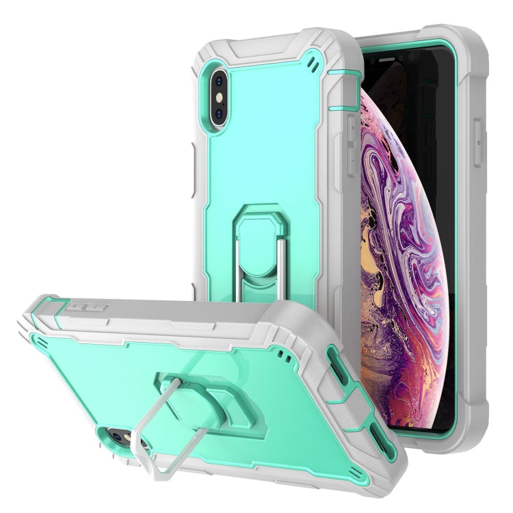 PC + Rubber 3-layers Shockproof Protective Case with Rotating Holder, For iPhone XS Max