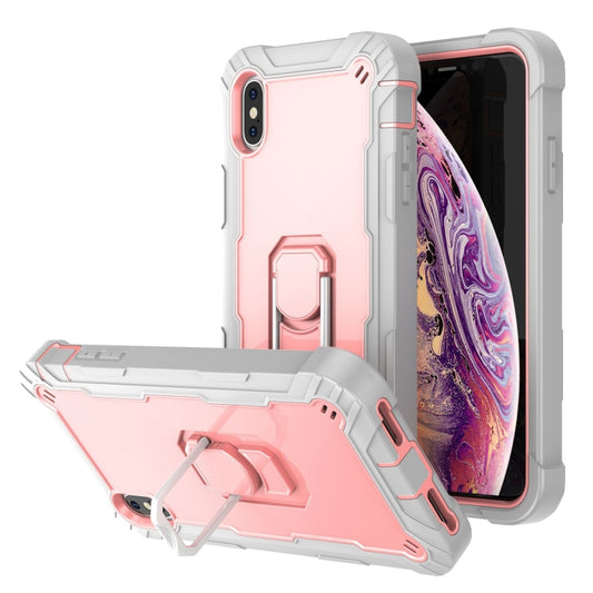 iPhone XS Max shockproof case with rotating holder, triple-layer PC rubber protection