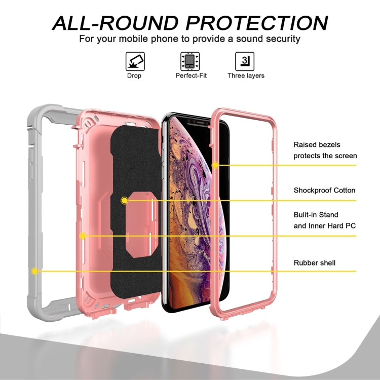 PC + Rubber 3-layers Shockproof Protective Case with Rotating Holder, For iPhone XS Max