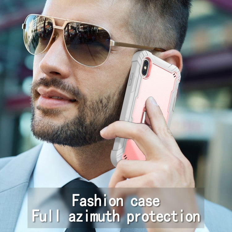 PC + Rubber 3-layers Shockproof Protective Case with Rotating Holder, For iPhone XS Max