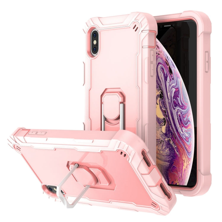 PC + Rubber 3-layers Shockproof Protective Case with Rotating Holder, For iPhone XS Max