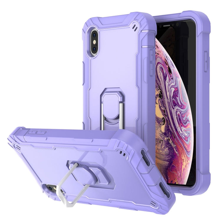 PC + Rubber 3-layers Shockproof Protective Case with Rotating Holder, For iPhone XS Max