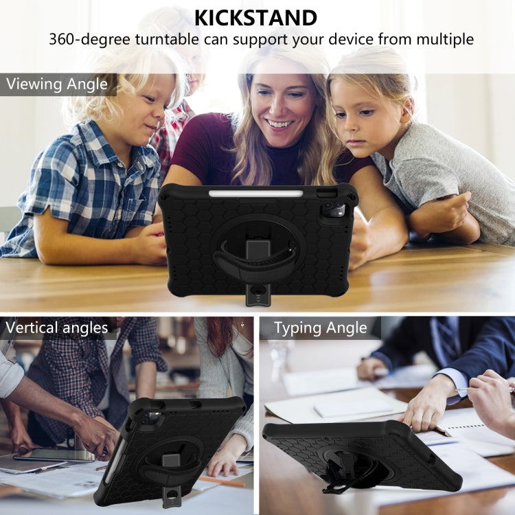 Coque de protection antichoc en silicone PC, rotation à 360 degrés, nid d'abeille, avec support, bandoulière et dragonne, pour iPad Pro 11 (2021) / (2020) / (2018)