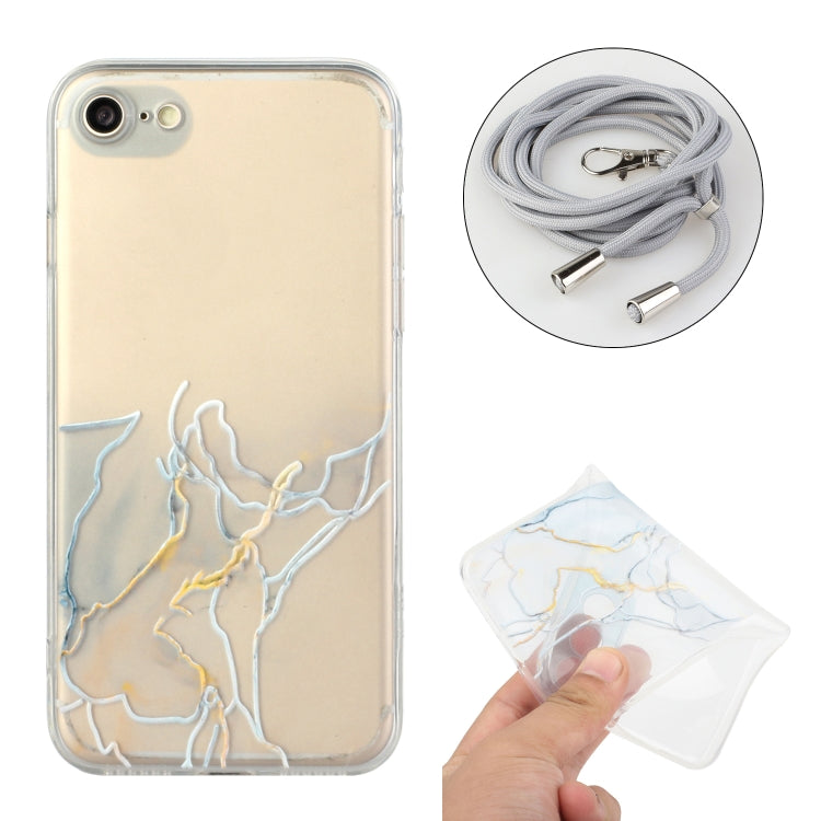 Hollow Marble Pattern TPU Shockproof Protective Case with Neck Strap Rope, For iPhone 6, For iPhone 6 Plus, For iPhone SE 2022 / SE 2020 / 8 / 7, For iPhone 8 Plus / 7 Plus