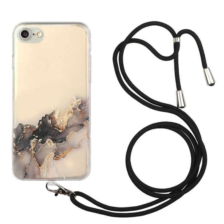 Hollow Marble Pattern TPU Shockproof Protective Case with Neck Strap Rope, For iPhone 6, For iPhone 6 Plus, For iPhone SE 2022 / SE 2020 / 8 / 7, For iPhone 8 Plus / 7 Plus