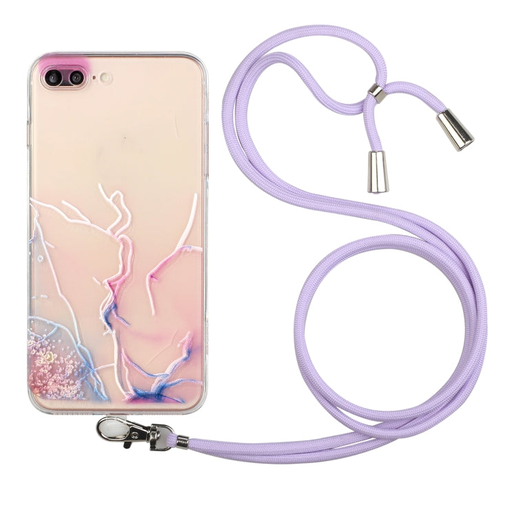 Hollow Marble Pattern TPU Shockproof Protective Case with Neck Strap Rope, For iPhone 6, For iPhone 6 Plus, For iPhone SE 2022 / SE 2020 / 8 / 7, For iPhone 8 Plus / 7 Plus