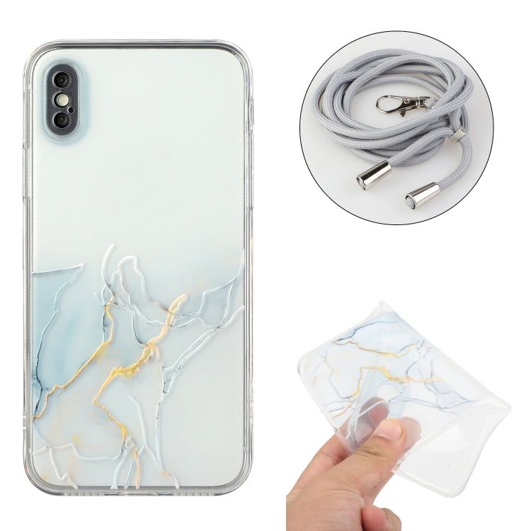 Hollow Marble Pattern TPU Shockproof Protective Case with Neck Strap Rope, For iPhone XS / X, For iPhone XR, For iPhone XS Max, For iPhone 11