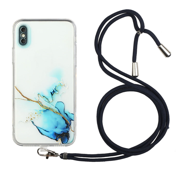 Hollow Marble Pattern TPU Shockproof Protective Case with Neck Strap Rope, For iPhone XS / X, For iPhone XR, For iPhone XS Max, For iPhone 11