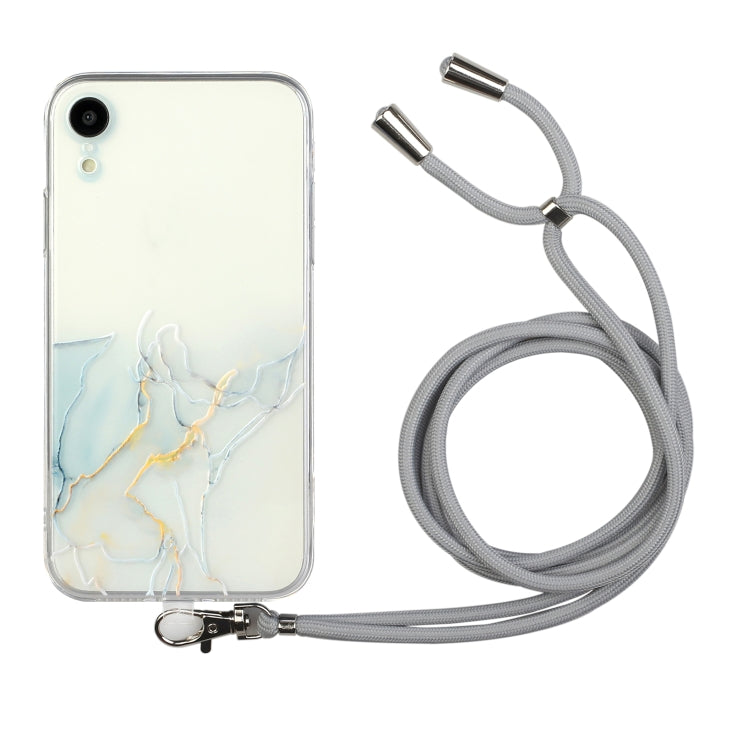 Hollow Marble Pattern TPU Shockproof Protective Case with Neck Strap Rope, For iPhone XS / X, For iPhone XR, For iPhone XS Max, For iPhone 11
