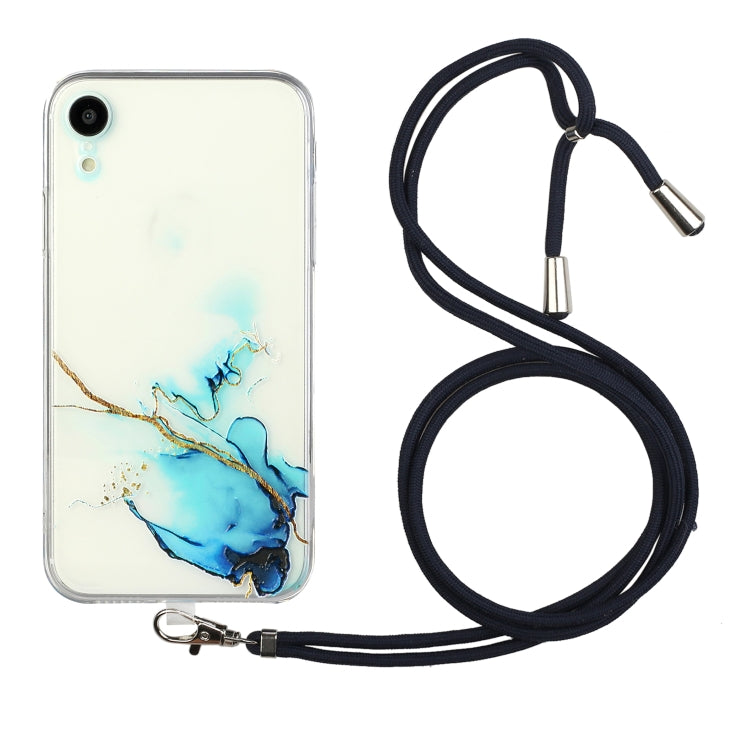 Hollow Marble Pattern TPU Shockproof Protective Case with Neck Strap Rope, For iPhone XS / X, For iPhone XR, For iPhone XS Max, For iPhone 11