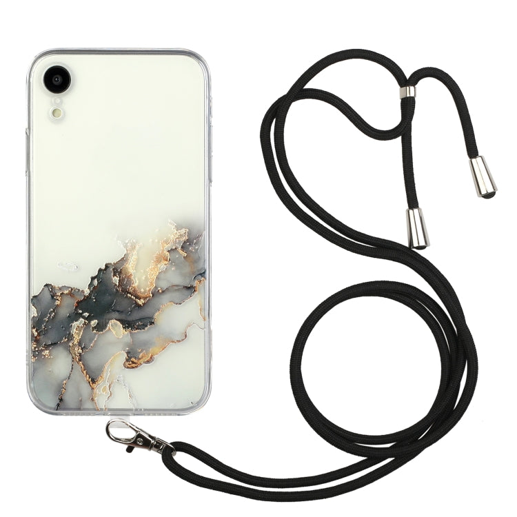 Hollow Marble Pattern TPU Shockproof Protective Case with Neck Strap Rope, For iPhone XS / X, For iPhone XR, For iPhone XS Max, For iPhone 11