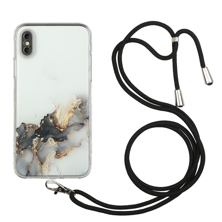 Hollow Marble Pattern TPU Shockproof Protective Case with Neck Strap Rope, For iPhone XS / X, For iPhone XR, For iPhone XS Max, For iPhone 11