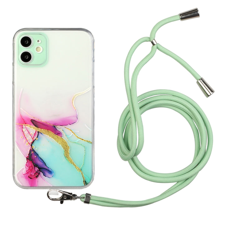 Hollow Marble Pattern TPU Shockproof Protective Case with Neck Strap Rope, For iPhone XS / X, For iPhone XR, For iPhone XS Max, For iPhone 11