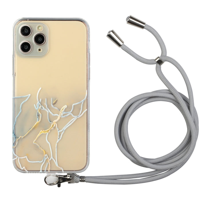 Hollow Marble Pattern TPU Shockproof Protective Case with Neck Strap Rope, For iPhone 11 Pro, For iPhone 11 Pro Max, For iPhone 12 mini, For iPhone 12 Pro