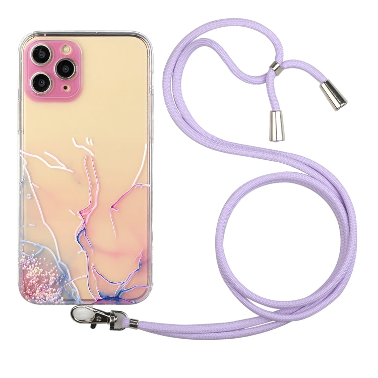 Hollow Marble Pattern TPU Shockproof Protective Case with Neck Strap Rope, For iPhone 11 Pro, For iPhone 11 Pro Max, For iPhone 12 mini, For iPhone 12 Pro