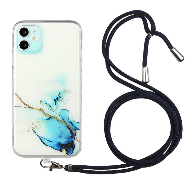 Hollow Marble Pattern TPU Shockproof Protective Case with Neck Strap Rope, For iPhone 11 Pro, For iPhone 11 Pro Max, For iPhone 12 mini, For iPhone 12 Pro