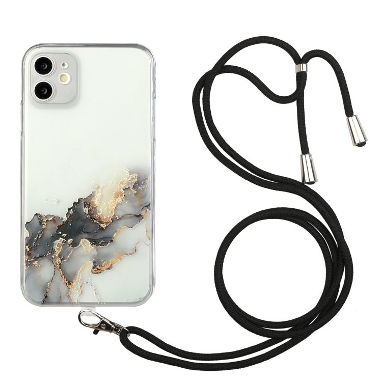 Hollow Marble Pattern TPU Shockproof Protective Case with Neck Strap Rope, For iPhone 11 Pro, For iPhone 11 Pro Max, For iPhone 12 mini, For iPhone 12 Pro