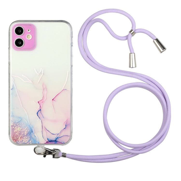 Hollow Marble Pattern TPU Shockproof Protective Case with Neck Strap Rope, For iPhone 11 Pro, For iPhone 11 Pro Max, For iPhone 12 mini, For iPhone 12 Pro
