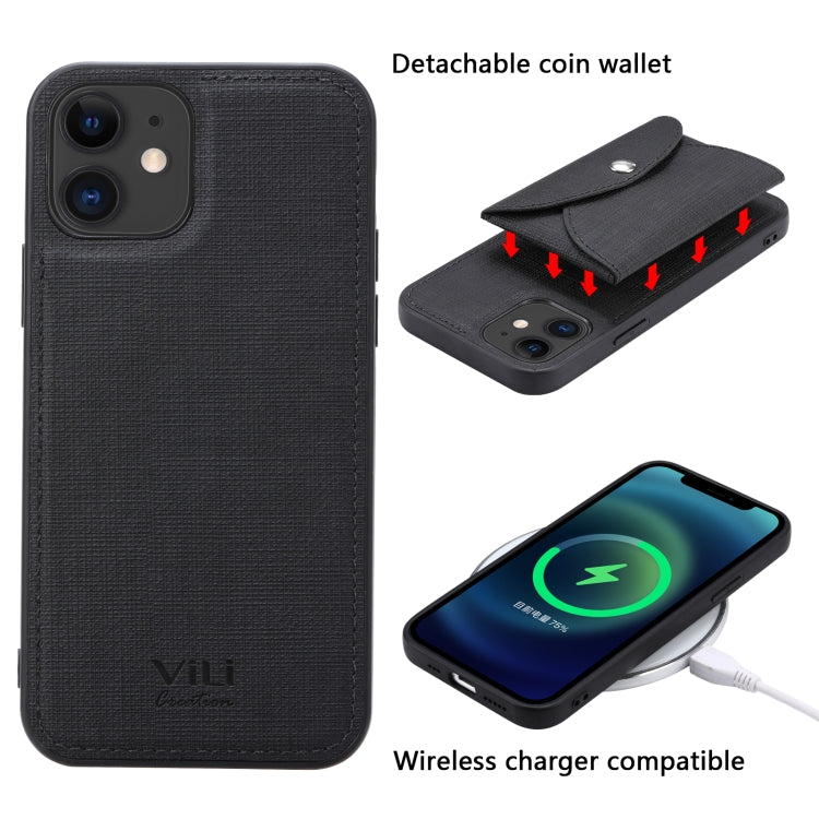 ViLi T Series TPU + PU Woven Fabric Magnetic Protective Case with Wallet, For iPhone 12 Pro