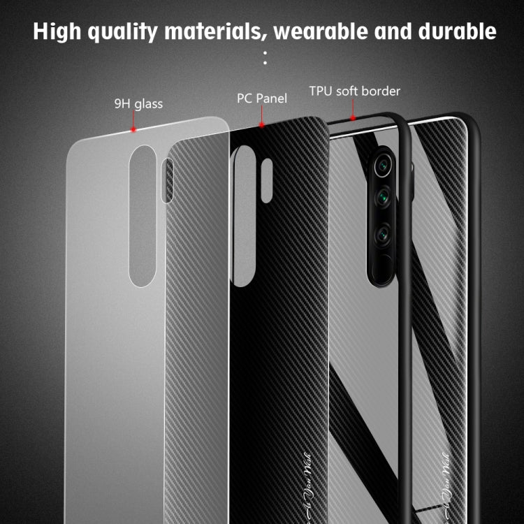 Carbon Fiber Texture Gradient Color Glass Case, For Xiaomi Redmi Note 8 Pro, For Xiaomi Redmi Note 8, For iPhone 11 Pro Max, For iPhone 11