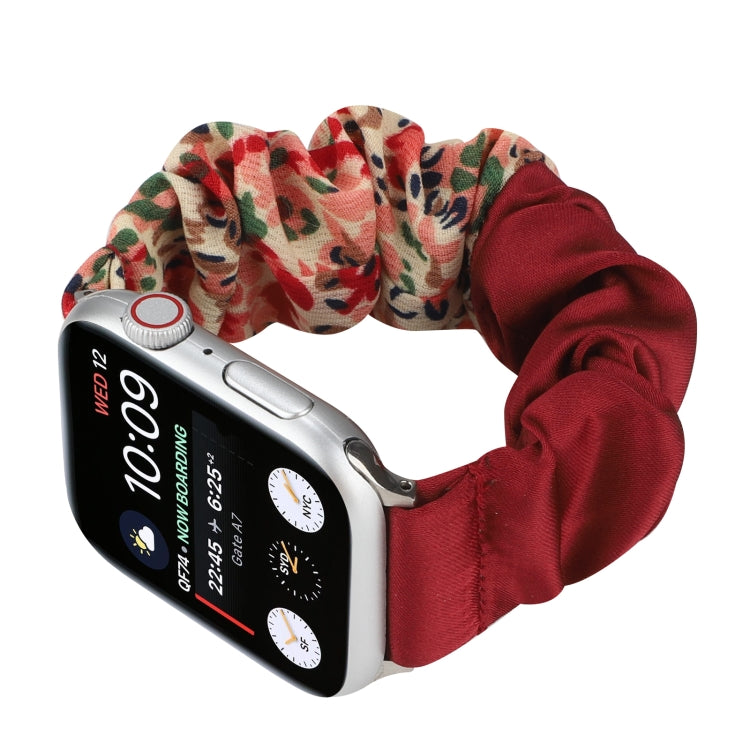 Butterfly Pattern Hair Ring Cloth Watch Strap, For Apple Watch Ultra 49mm / Series 8&7 45mm / SE 2&6&SE&5&4 44mm / 3&2&1 42mm