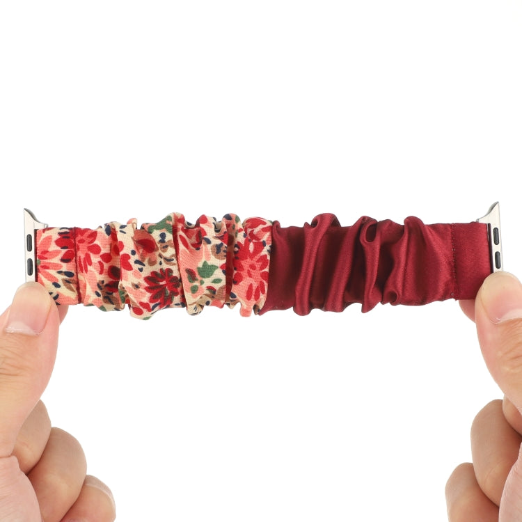 Butterfly Pattern Hair Ring Cloth Watch Strap, For Apple Watch Ultra 49mm / Series 8&7 45mm / SE 2&6&SE&5&4 44mm / 3&2&1 42mm