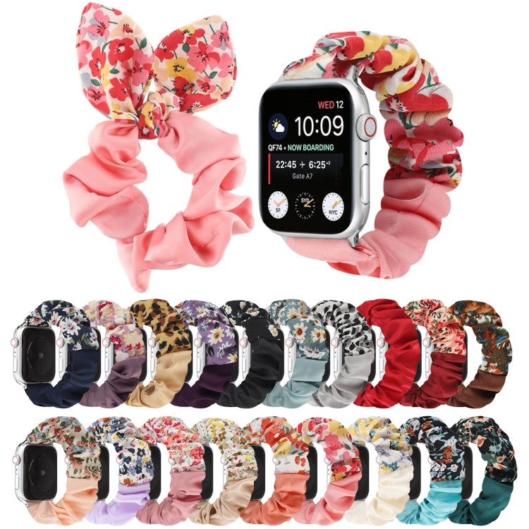 Butterfly Pattern Hair Ring Cloth Watch Strap, For Apple Watch Ultra 49mm / Series 8&7 45mm / SE 2&6&SE&5&4 44mm / 3&2&1 42mm