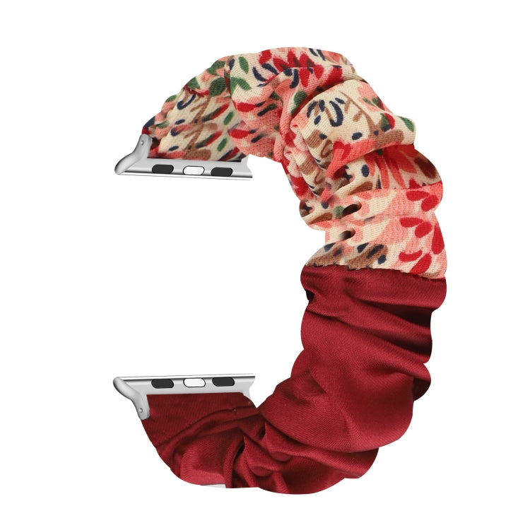 Butterfly Pattern Hair Ring Cloth Watch Strap, For Apple Watch Series 8&7 41mm / SE 2&6&SE&5&4 40mm / 3&2&1 38mm, For Apple Watch Series 7 41mm / 6 & SE & 5 & 4 40mm / 3 & 2 & 1 38mm, For Apple Watch pSeries 7 41mm / 6 & SE & 5 & 4 40mm / 3 & 2 & 1 38m...