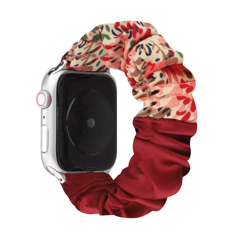 Butterfly Pattern Hair Ring Cloth Watch Strap, For Apple Watch Series 8&7 41mm / SE 2&6&SE&5&4 40mm / 3&2&1 38mm, For Apple Watch Series 7 41mm / 6 & SE & 5 & 4 40mm / 3 & 2 & 1 38mm, For Apple Watch pSeries 7 41mm / 6 & SE & 5 & 4 40mm / 3 & 2 & 1 38m...