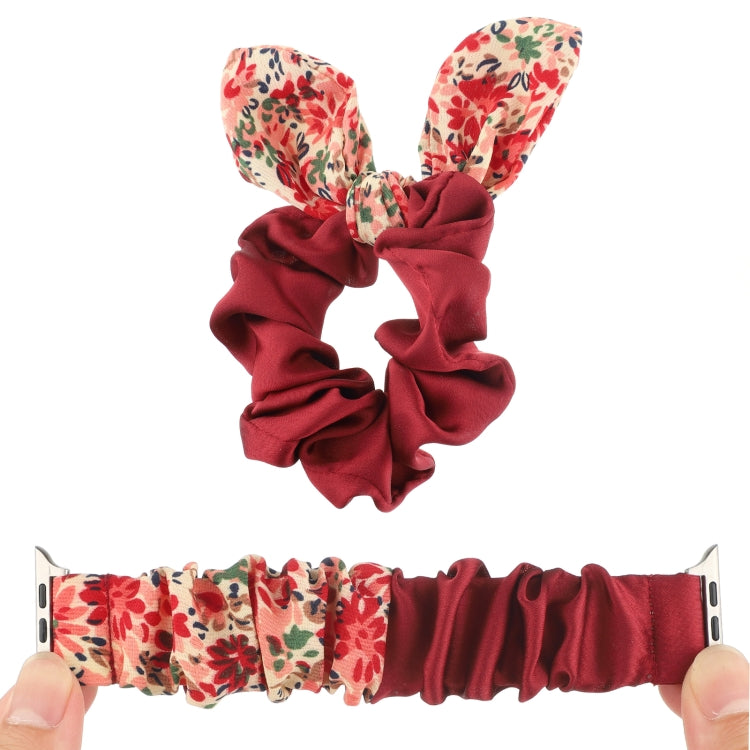 Butterfly Pattern Hair Ring Cloth Watch Strap, For Apple Watch Series 8&7 41mm / SE 2&6&SE&5&4 40mm / 3&2&1 38mm, For Apple Watch Series 7 41mm / 6 & SE & 5 & 4 40mm / 3 & 2 & 1 38mm, For Apple Watch pSeries 7 41mm / 6 & SE & 5 & 4 40mm / 3 & 2 & 1 38m...