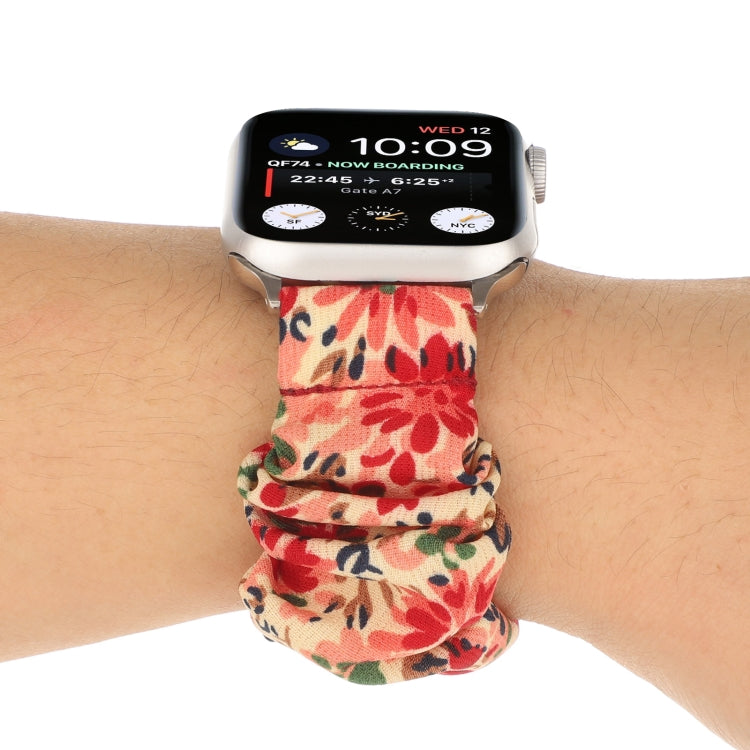 Butterfly Pattern Hair Ring Cloth Watch Strap, For Apple Watch Series 8&7 41mm / SE 2&6&SE&5&4 40mm / 3&2&1 38mm, For Apple Watch Series 7 41mm / 6 & SE & 5 & 4 40mm / 3 & 2 & 1 38mm, For Apple Watch pSeries 7 41mm / 6 & SE & 5 & 4 40mm / 3 & 2 & 1 38m...