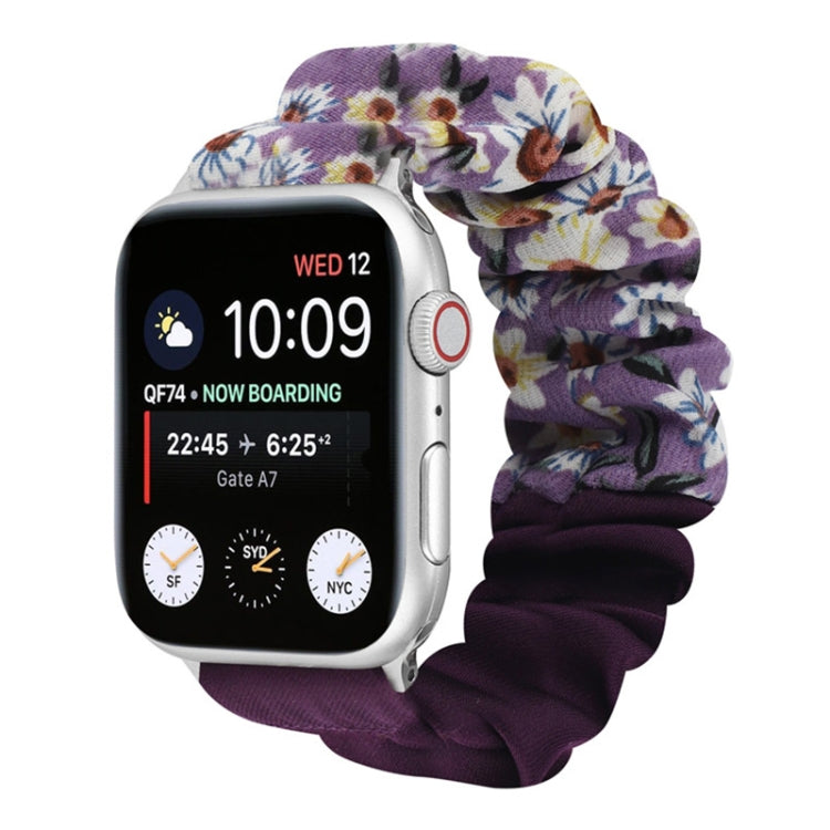 Butterfly Pattern Hair Ring Cloth Watch Strap, For Apple Watch Series 8&7 41mm / SE 2&6&SE&5&4 40mm / 3&2&1 38mm, For Apple Watch Series 7 41mm / 6 & SE & 5 & 4 40mm / 3 & 2 & 1 38mm, For Apple Watch pSeries 7 41mm / 6 & SE & 5 & 4 40mm / 3 & 2 & 1 38m...