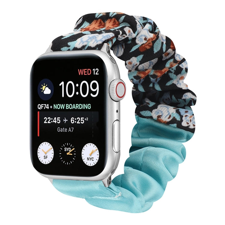 Butterfly Pattern Hair Ring Cloth Watch Strap, For Apple Watch Series 8&7 41mm / SE 2&6&SE&5&4 40mm / 3&2&1 38mm, For Apple Watch Series 7 41mm / 6 & SE & 5 & 4 40mm / 3 & 2 & 1 38mm, For Apple Watch pSeries 7 41mm / 6 & SE & 5 & 4 40mm / 3 & 2 & 1 38m...