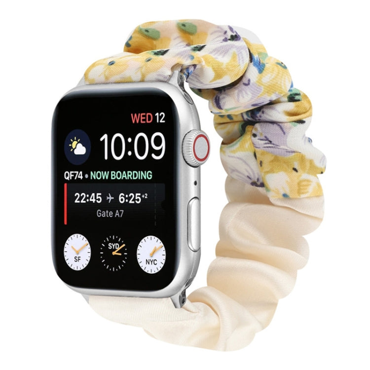Butterfly Pattern Hair Ring Cloth Watch Strap, For Apple Watch Series 8&7 41mm / SE 2&6&SE&5&4 40mm / 3&2&1 38mm, For Apple Watch Series 7 41mm / 6 & SE & 5 & 4 40mm / 3 & 2 & 1 38mm, For Apple Watch pSeries 7 41mm / 6 & SE & 5 & 4 40mm / 3 & 2 & 1 38m...