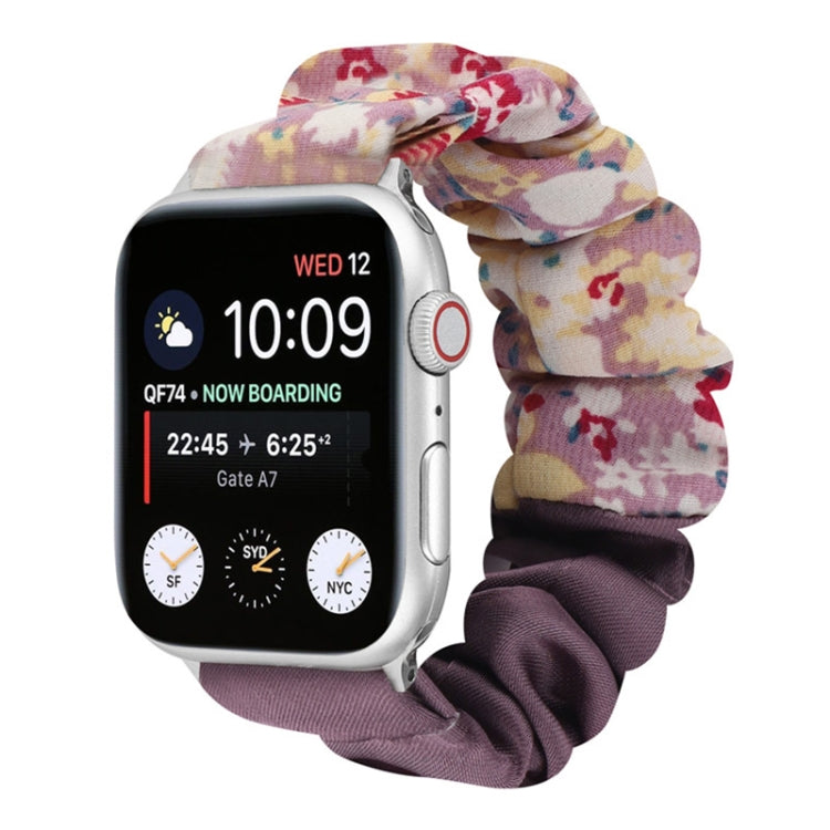 Butterfly Pattern Hair Ring Cloth Watch Strap, For Apple Watch Series 8&7 41mm / SE 2&6&SE&5&4 40mm / 3&2&1 38mm, For Apple Watch Series 7 41mm / 6 & SE & 5 & 4 40mm / 3 & 2 & 1 38mm, For Apple Watch pSeries 7 41mm / 6 & SE & 5 & 4 40mm / 3 & 2 & 1 38m...