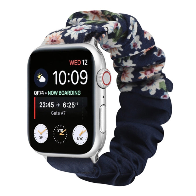 Butterfly Pattern Hair Ring Cloth Watch Strap, For Apple Watch Series 8&7 41mm / SE 2&6&SE&5&4 40mm / 3&2&1 38mm, For Apple Watch Series 7 41mm / 6 & SE & 5 & 4 40mm / 3 & 2 & 1 38mm, For Apple Watch pSeries 7 41mm / 6 & SE & 5 & 4 40mm / 3 & 2 & 1 38m...