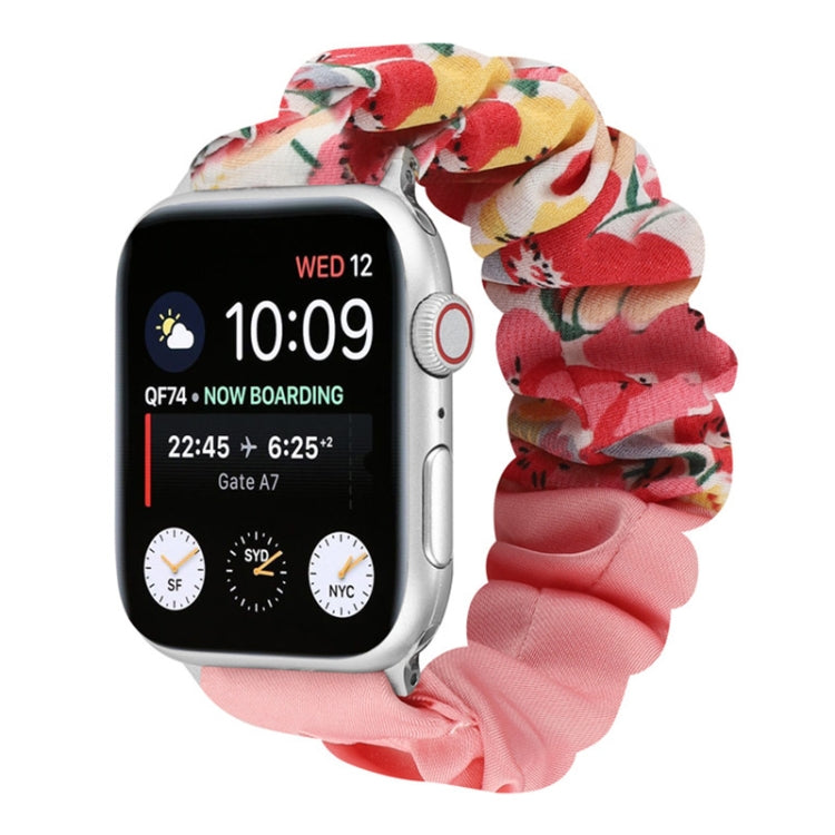 Butterfly Pattern Hair Ring Cloth Watch Strap, For Apple Watch Series 8&7 41mm / SE 2&6&SE&5&4 40mm / 3&2&1 38mm, For Apple Watch Series 7 41mm / 6 & SE & 5 & 4 40mm / 3 & 2 & 1 38mm, For Apple Watch pSeries 7 41mm / 6 & SE & 5 & 4 40mm / 3 & 2 & 1 38m...