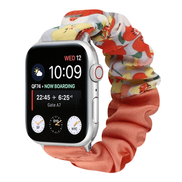 Butterfly Pattern Hair Ring Cloth Watch Strap, For Apple Watch Series 8&7 41mm / SE 2&6&SE&5&4 40mm / 3&2&1 38mm, For Apple Watch Series 7 41mm / 6 & SE & 5 & 4 40mm / 3 & 2 & 1 38mm, For Apple Watch pSeries 7 41mm / 6 & SE & 5 & 4 40mm / 3 & 2 & 1 38m...