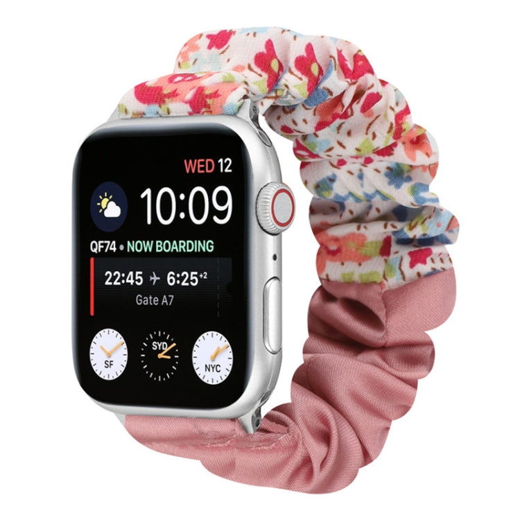 Butterfly Pattern Hair Ring Cloth Watch Strap, For Apple Watch Series 8&7 41mm / SE 2&6&SE&5&4 40mm / 3&2&1 38mm, For Apple Watch Series 7 41mm / 6 & SE & 5 & 4 40mm / 3 & 2 & 1 38mm, For Apple Watch pSeries 7 41mm / 6 & SE & 5 & 4 40mm / 3 & 2 & 1 38m...