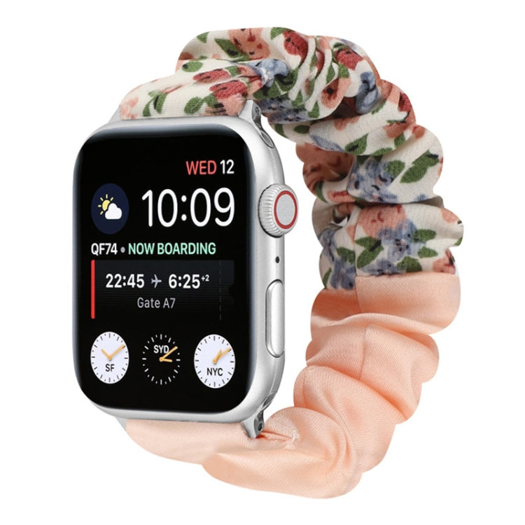 Butterfly Pattern Hair Ring Cloth Watch Strap, For Apple Watch Series 8&7 41mm / SE 2&6&SE&5&4 40mm / 3&2&1 38mm, For Apple Watch Series 7 41mm / 6 & SE & 5 & 4 40mm / 3 & 2 & 1 38mm, For Apple Watch pSeries 7 41mm / 6 & SE & 5 & 4 40mm / 3 & 2 & 1 38m...