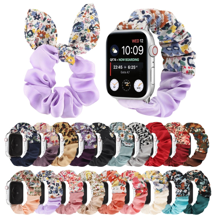 Butterfly Pattern Hair Ring Cloth Watch Strap, For Apple Watch Series 8&7 41mm / SE 2&6&SE&5&4 40mm / 3&2&1 38mm, For Apple Watch Series 7 41mm / 6 & SE & 5 & 4 40mm / 3 & 2 & 1 38mm, For Apple Watch pSeries 7 41mm / 6 & SE & 5 & 4 40mm / 3 & 2 & 1 38m...